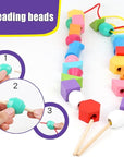🧠 Wooden Shape Stacking and Lacing Toy- لعبة تكديس وربط الأشكال الخشبية