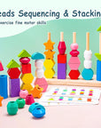 🧠 Wooden Shape Stacking and Lacing Toy- لعبة تكديس وربط الأشكال الخشبية
