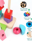 🧠 Wooden Shape Stacking and Lacing Toy- لعبة تكديس وربط الأشكال الخشبية