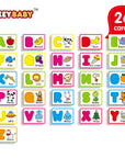 🧠 Wooden Alphabet Letters and Dry Wipe Flashcards – KEYBABY™ - حروف أبجدية خشبية وبطاقات تعليمية قابلة للمسح