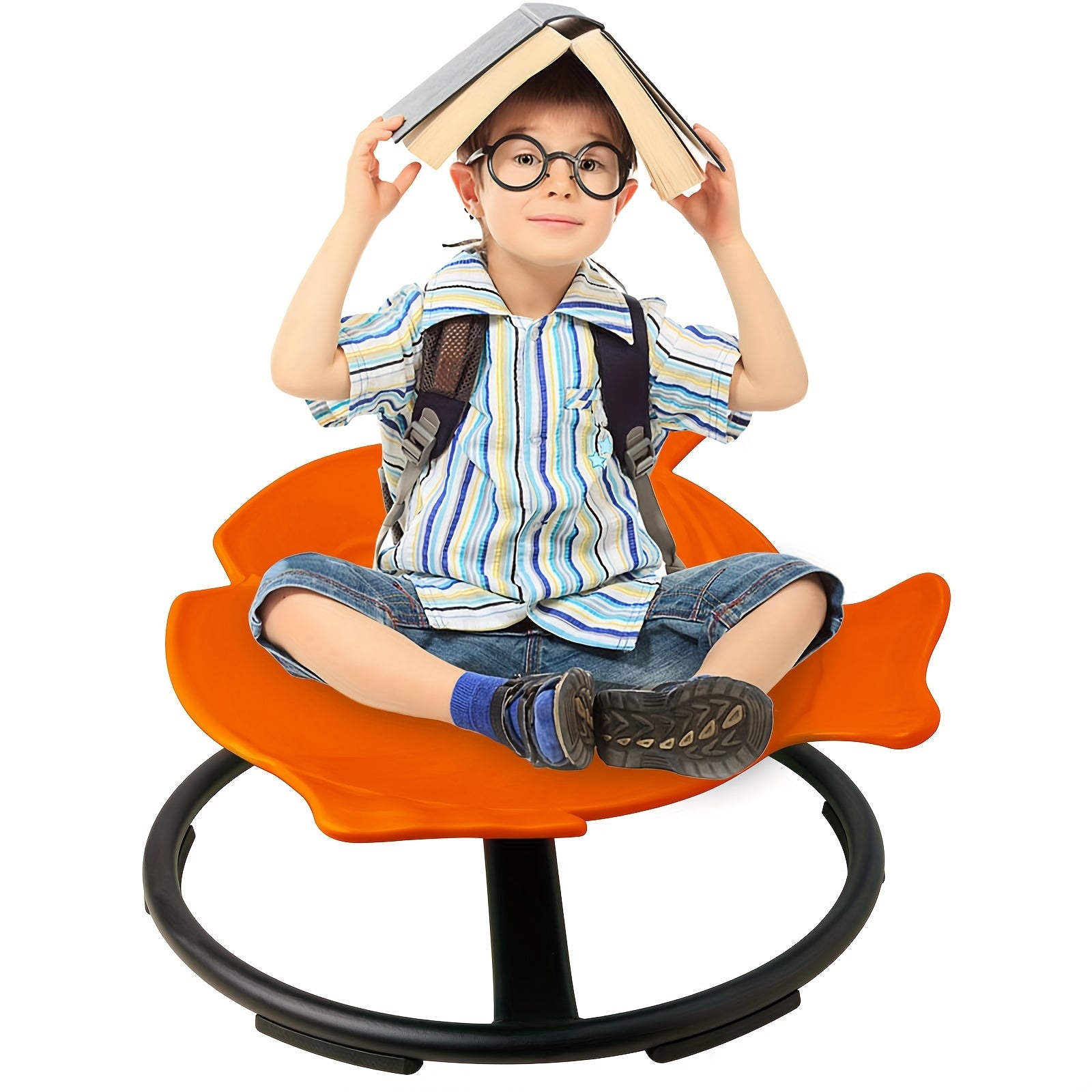 Kids&#39; Sensory Spinning Delight Chair - Boosts Balance, Coordination, and Calmness - Sturdy Metal Base, Non-Slip, Durable, Easy to Assemble, Perfect for Autism and Sensory Processing Disorder (SPD) Children