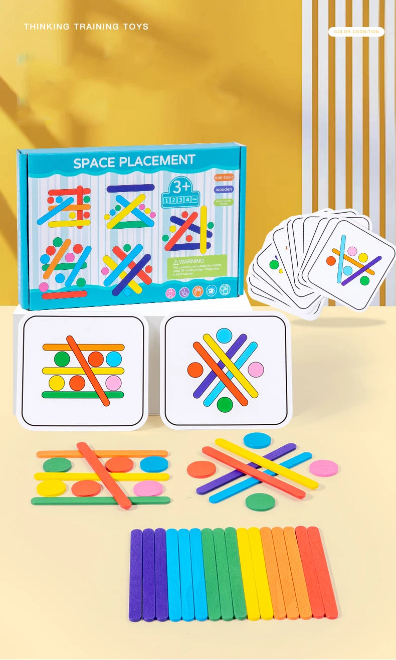 Wooden Creative Sticks And Rings Puzzle Intelligence Game Montessori Early Childhood Educational Toys For Children 3 Year Old
