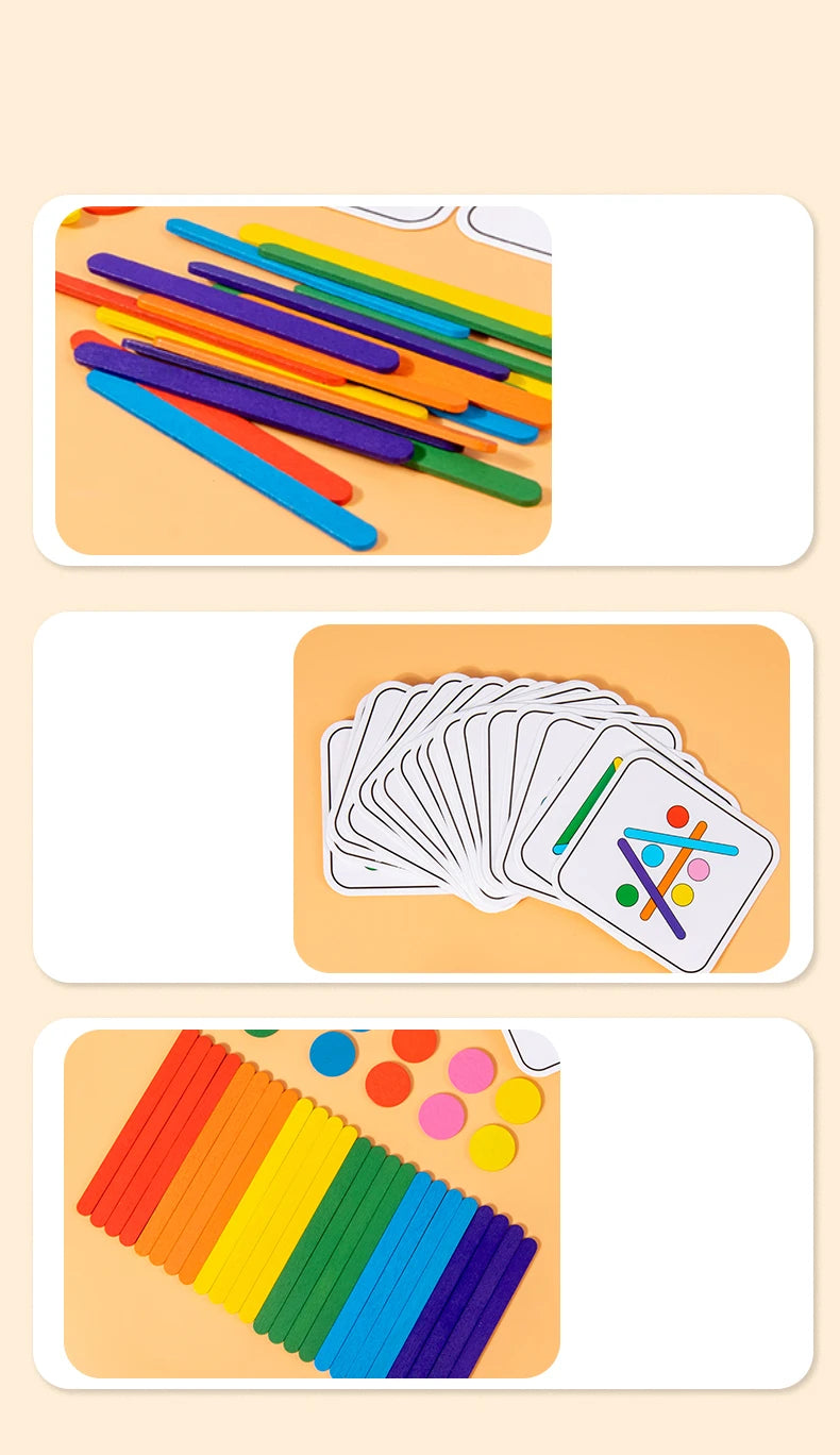 Wooden Creative Sticks And Rings Puzzle Intelligence Game Montessori Early Childhood Educational Toys For Children 3 Year Old