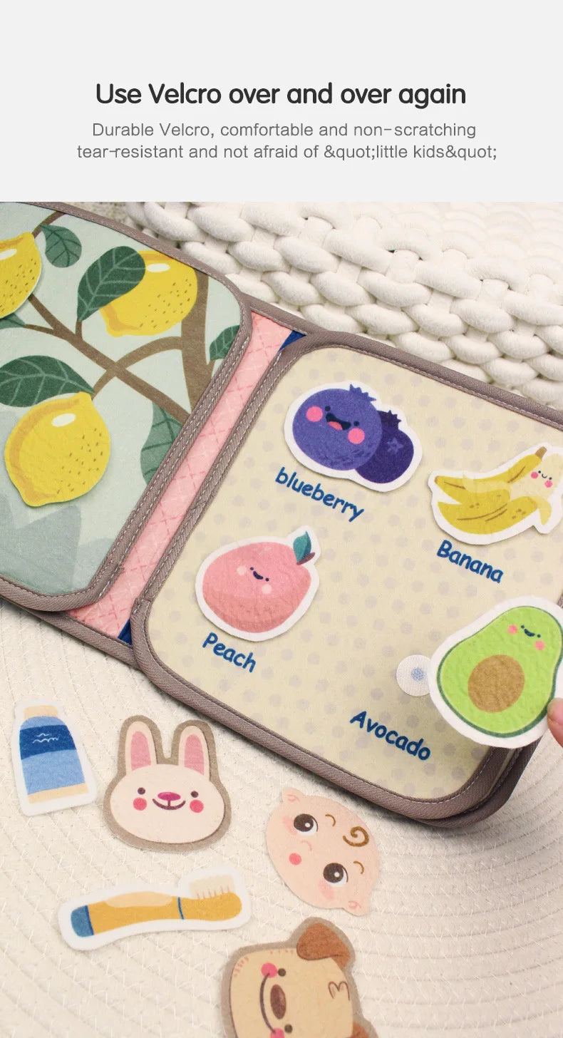 Animal Cognitive stimulation Fabric Book, Repeated Paste Book &amp; Sensory toys