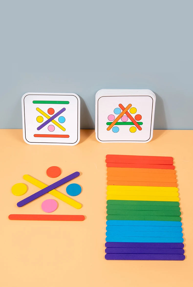 Wooden Creative Sticks And Rings Puzzle Intelligence Game Montessori Early Childhood Educational Toys For Children 3 Year Old