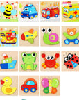 High Quality 3D Wooden Puzzle Baby Cartoon Animal Traffic Jigsaw  Early Learning Cognition Game Puzzle Toys for Children
