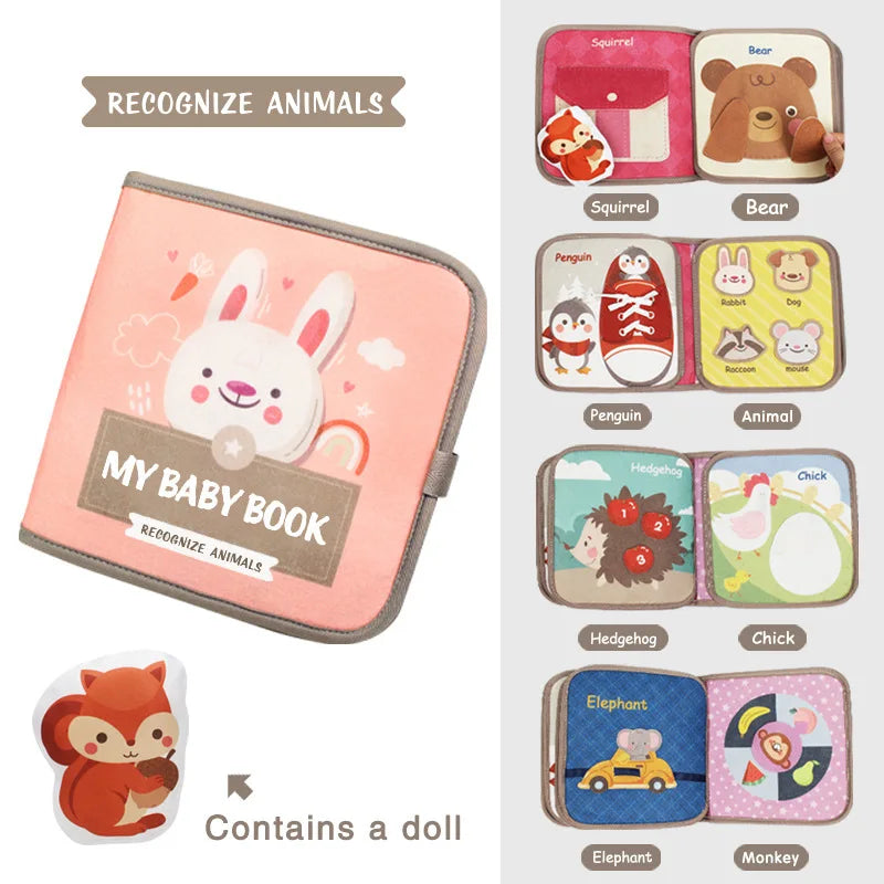 Animal Cognitive stimulation Fabric Book, Repeated Paste Book &amp; Sensory toys