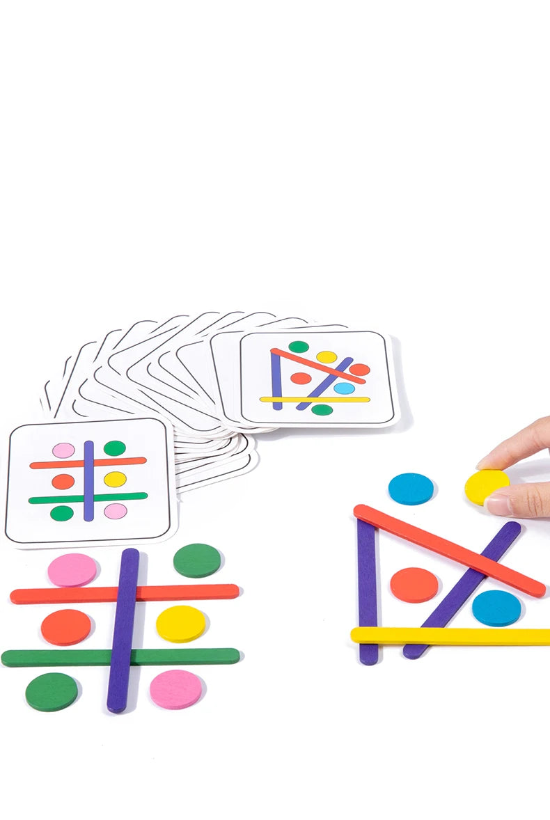 Wooden Creative Sticks And Rings Puzzle Intelligence Game Montessori Early Childhood Educational Toys For Children 3 Year Old
