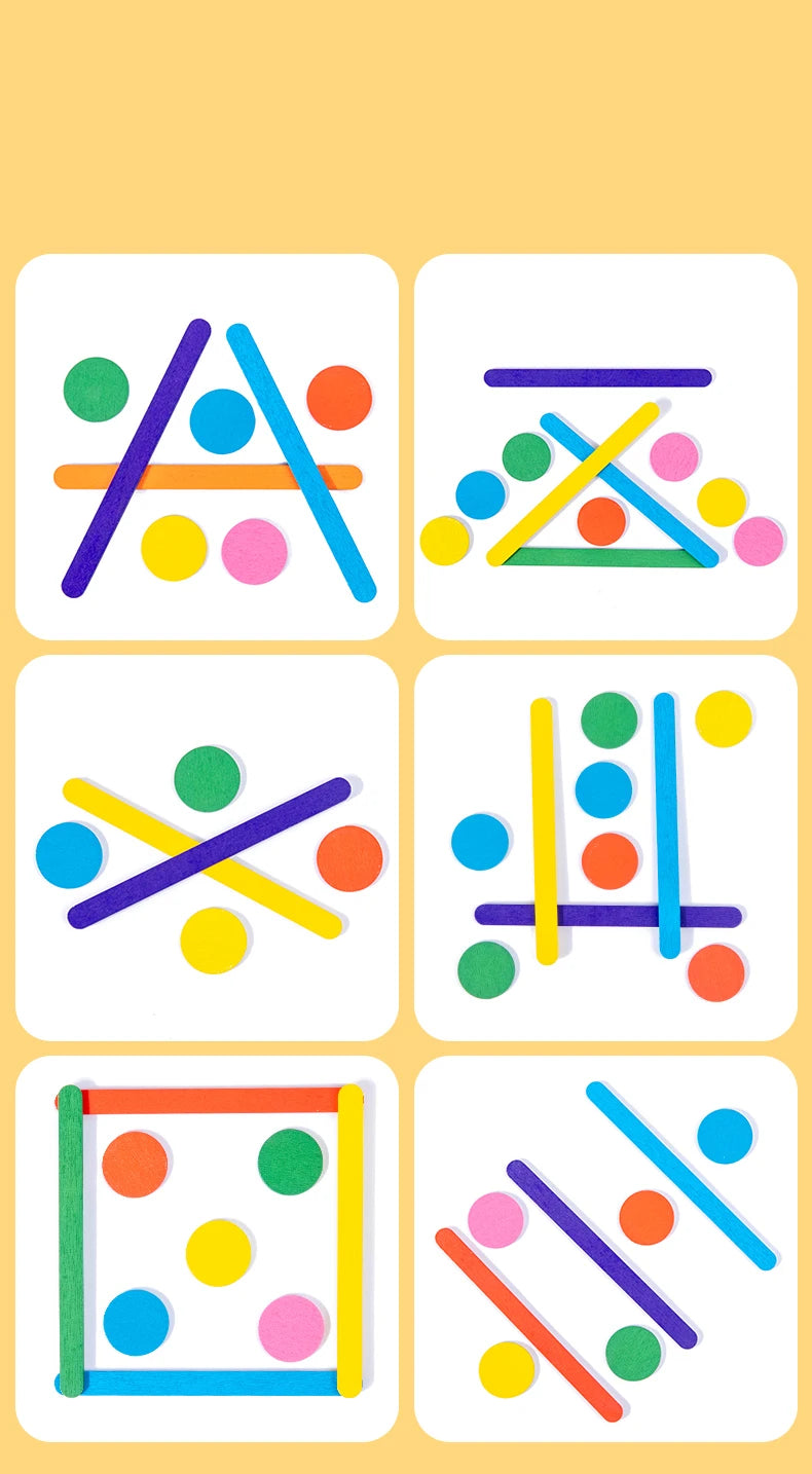 Wooden Creative Sticks And Rings Puzzle Intelligence Game Montessori Early Childhood Educational Toys For Children 3 Year Old