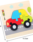 High Quality 3D Wooden Puzzle Baby Cartoon Animal Traffic Jigsaw  Early Learning Cognition Game Puzzle Toys for Children