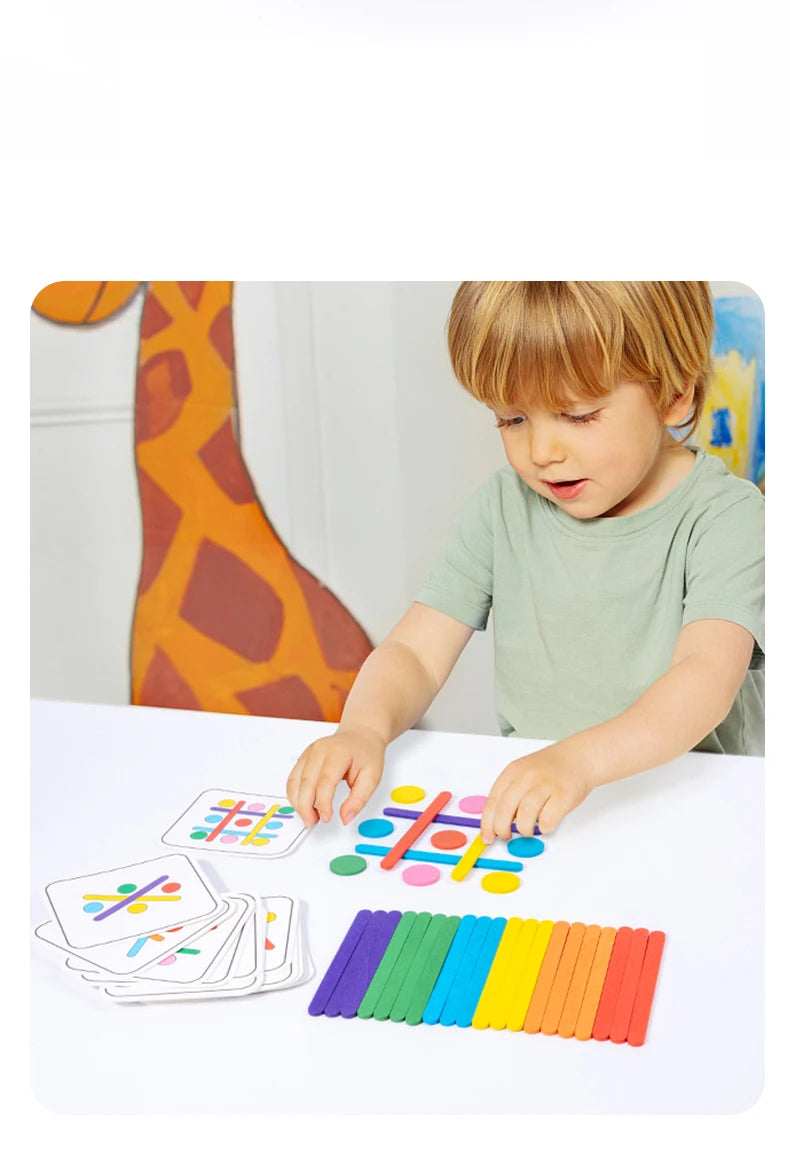 Wooden Creative Sticks And Rings Puzzle Intelligence Game Montessori Early Childhood Educational Toys For Children 3 Year Old