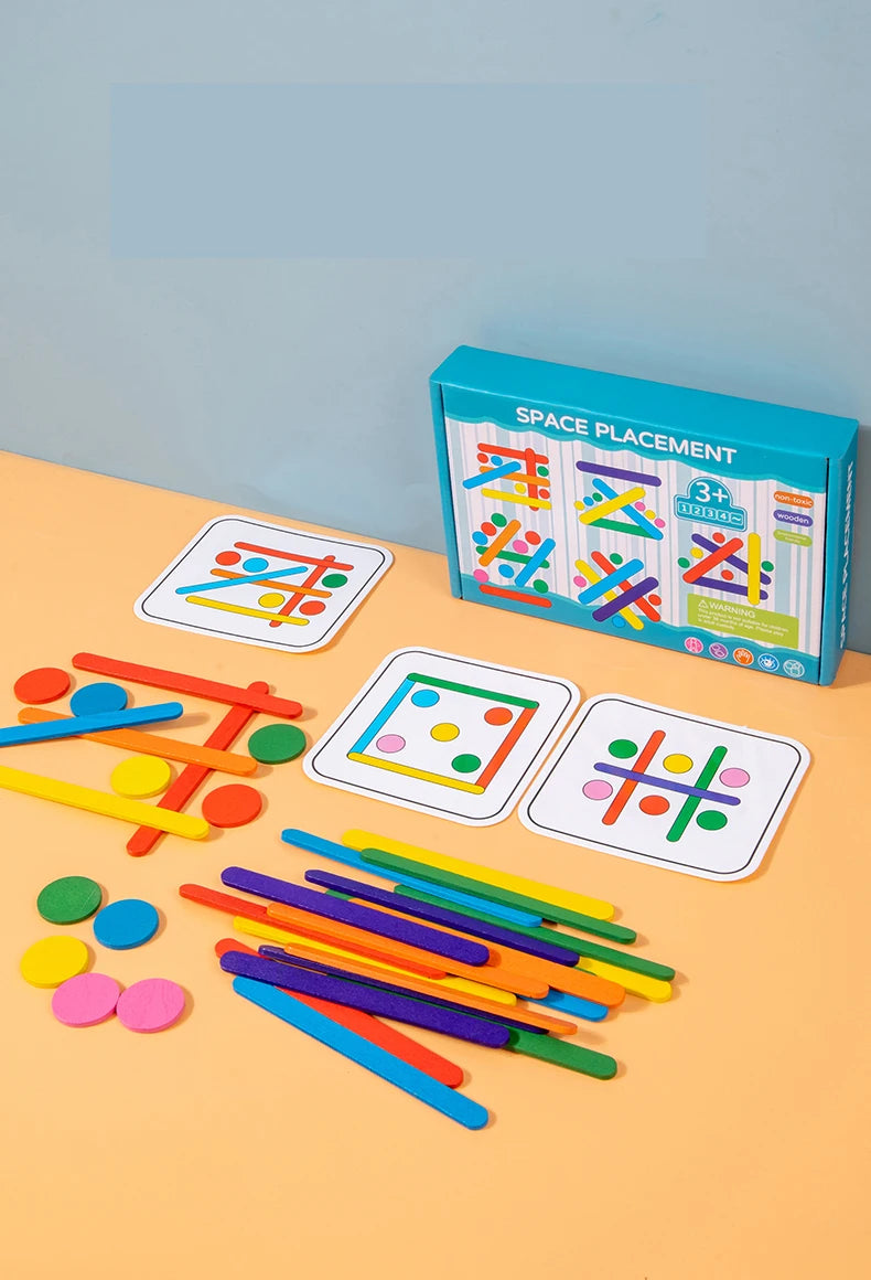 Wooden Creative Sticks And Rings Puzzle Intelligence Game Montessori Early Childhood Educational Toys For Children 3 Year Old